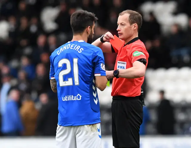 Willie Collum sends Daniel Candeias off in Paisley