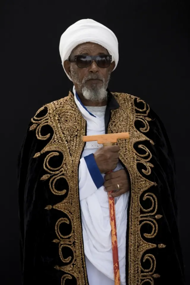 Israeli Jewish Ethiopian Qesat (Priest) Baruch Gobza poses for a portrait during the Jewish Ethiopian "Sigd" holiday in Jerusalem