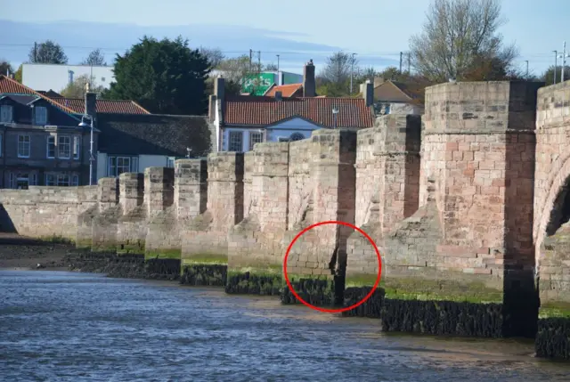 Damage to Berwick Old Bridge