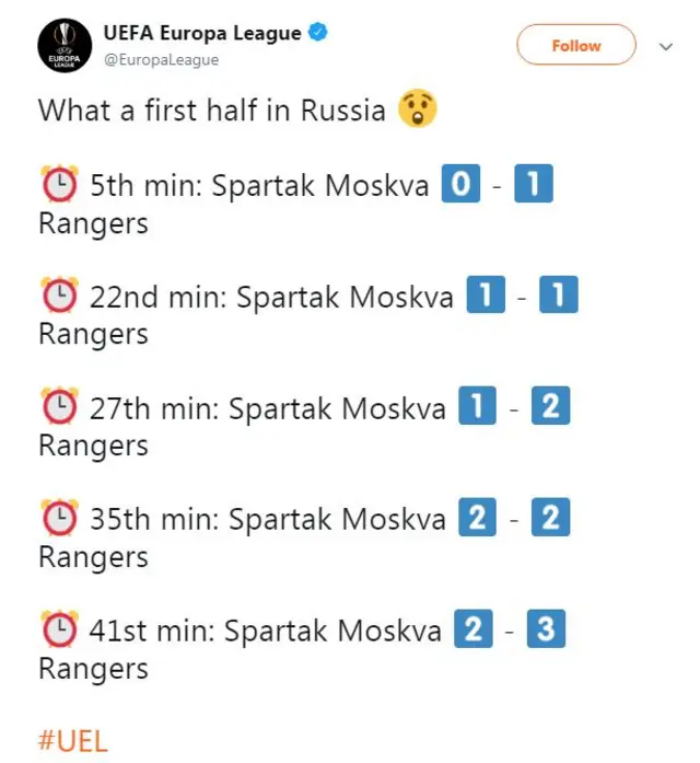 Europa League tweet