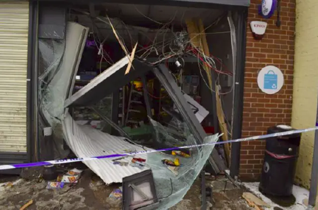 Damaged frontage of Co-op store