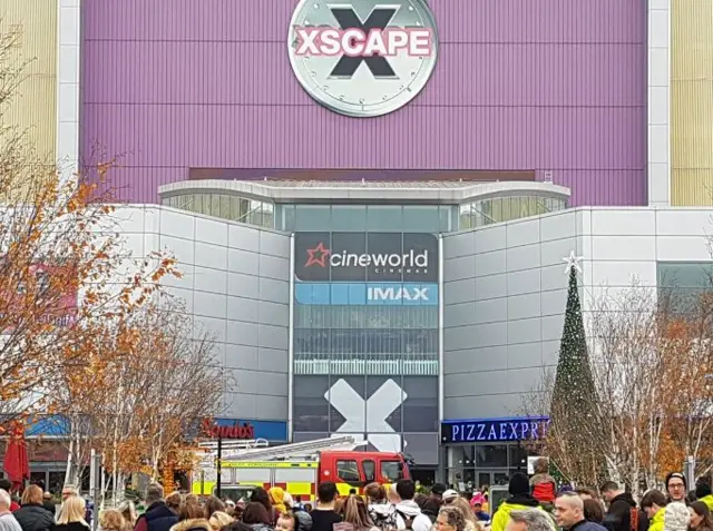 People wait outside Xscape in Castleford.