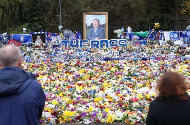 New Vichai Srivaddhanaprabha memorial at the King Power Stadium