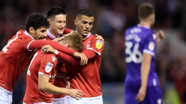 Nottingham Forest celebrate against Stoke