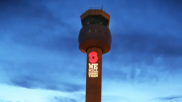 Poppy illumination on the control tower