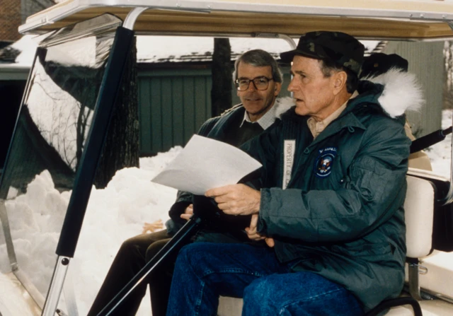 John Major (left) and George HW Bush. Photo: 1992