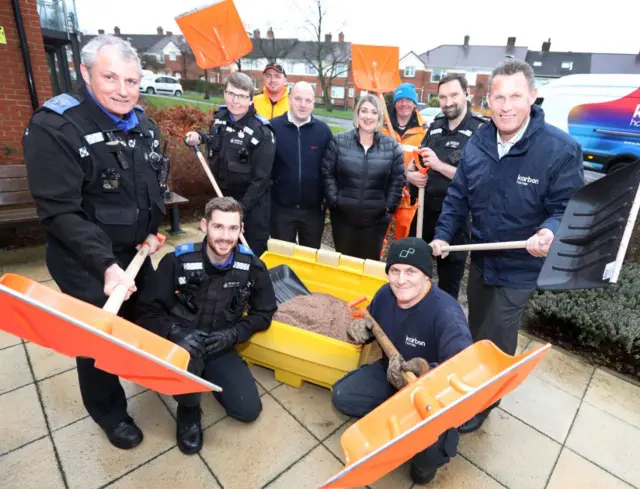 Staff with shovels