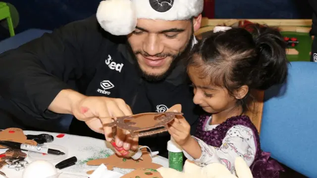 Derby County player with hospital patient