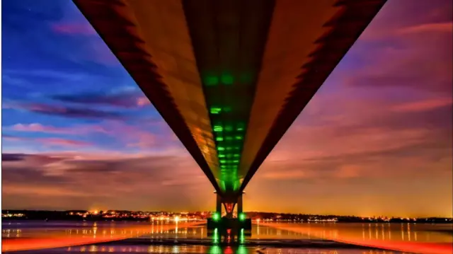 Sunset under the Humber Bridge