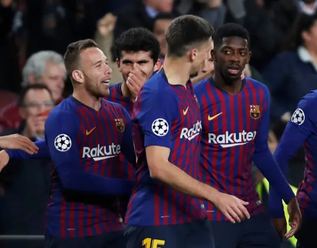 Barcelona celebrate scoring