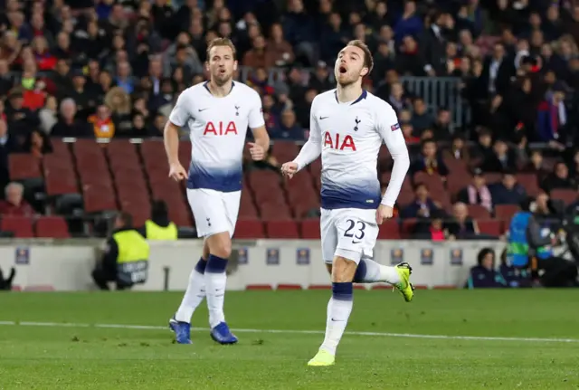 Christian Eriksen reacts to a chance