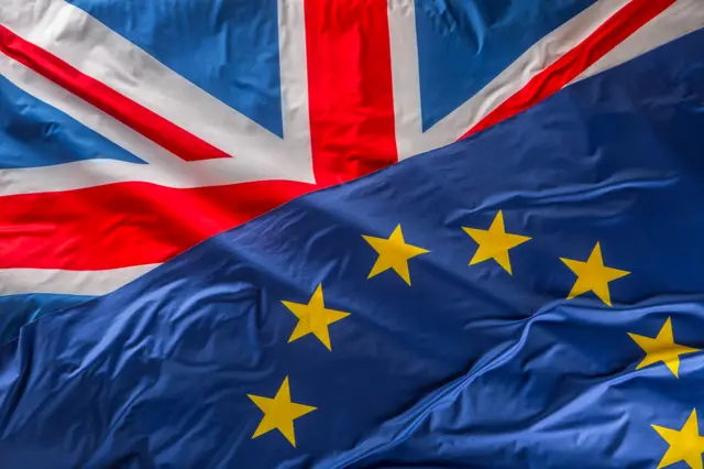 Union flag and EU flag