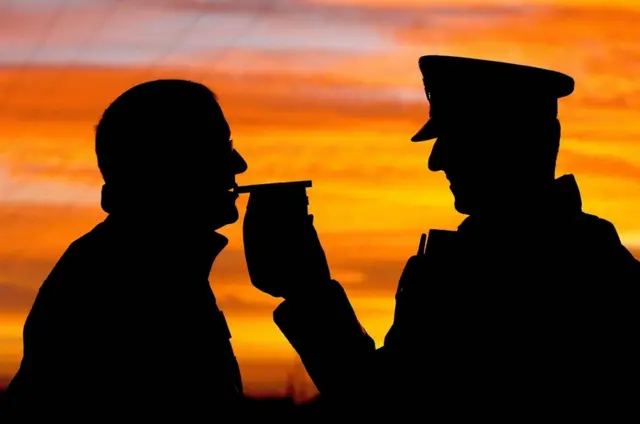 breath test on a breathalyser