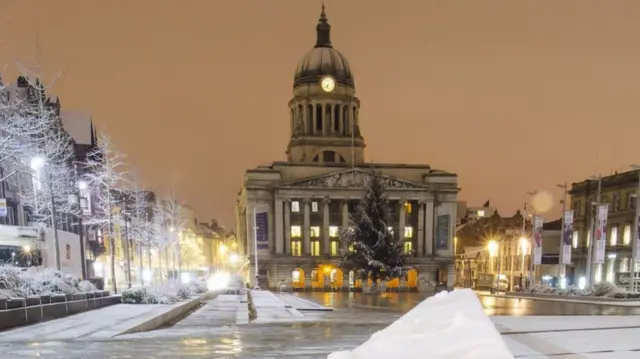 Nottingham in snow