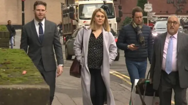 Jess Varnish arriving at the employment tribunal with boyfriend and ex-GB BMX champion Liam Phillips