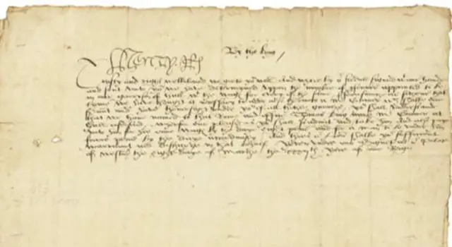 A letter written about Hull by Henry VIII