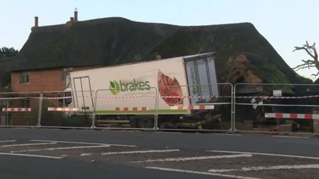 Crashed lorry