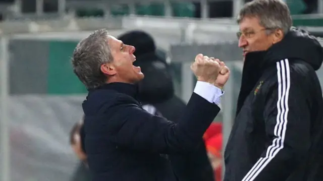 Rapid Vienna coach Dietmar Kuhbauer celebrates