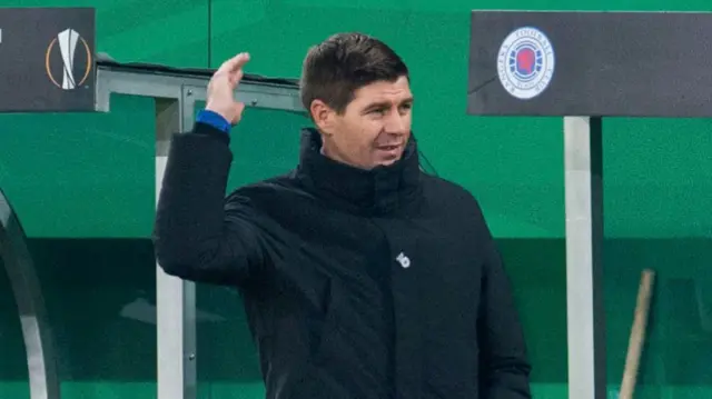 Rangers manager Steven Gerrard looks frustrated