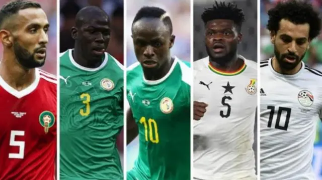 Medhi Benatia, Kalidou Koulibaly, Sadio Mane, Thomas Partey and Mohamed Salah (from left to right) are the nominees