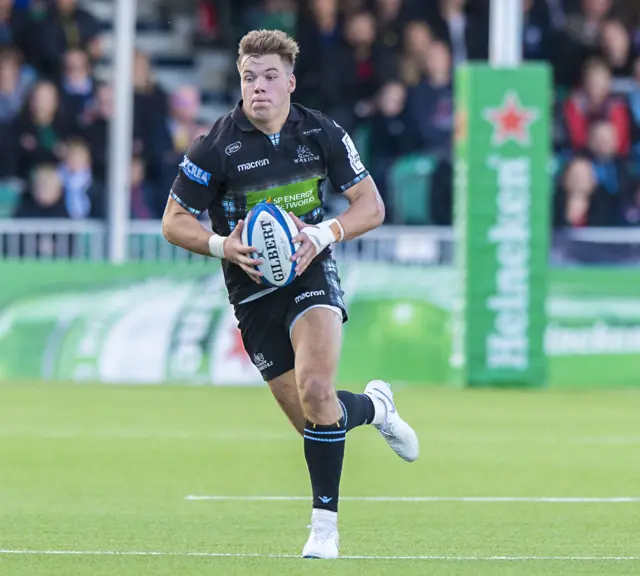 Huw Jones in action for Glasgow