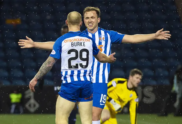 Kilmarnock's Chris Burke and Greg Stewart celebrate