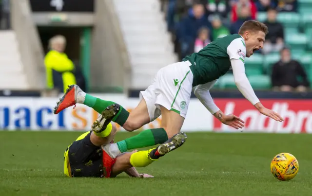 Scott Brown takes out Vykintas Slivka with a late tackle