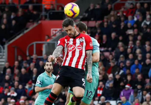 Danny Ings heads in Southampton's second goal of the game