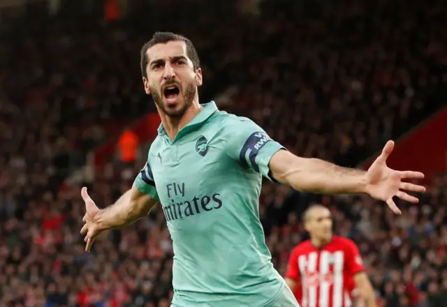 Henrikh Mkhitaryan celebrates