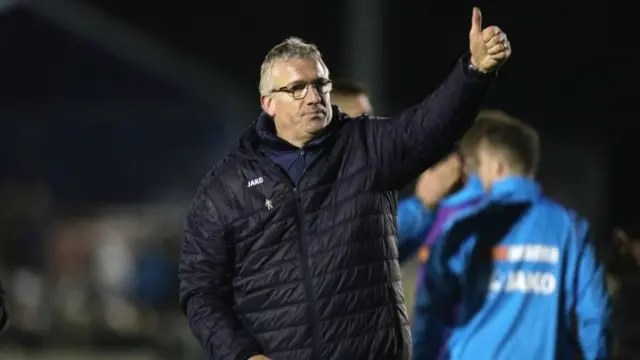 Tim Flowers giving thumbs up to crowd