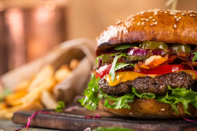 Close-up of a cheeseburger