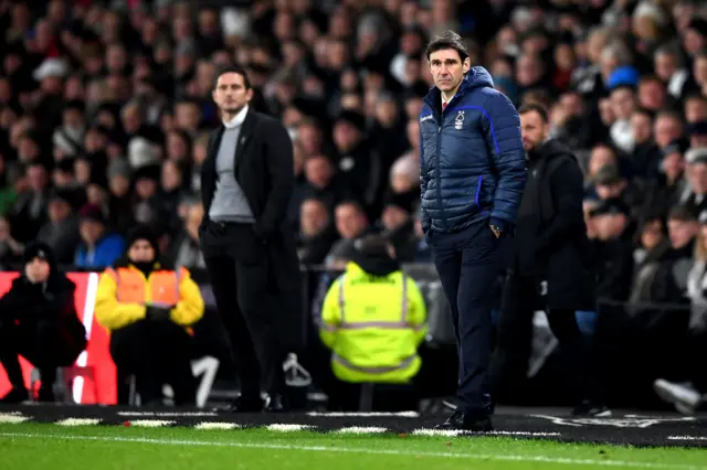 Derby boss Frank Lampard and Forest's Aitor Karanka