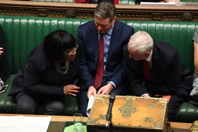 Diane Abbott, Sir Keir Starmer and Jeremy Corbyn