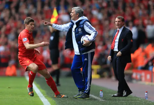 Steven Gerrard and Jose Mourinho