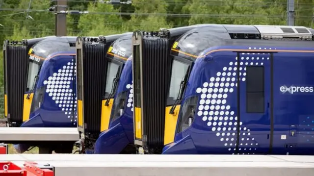 The new class 385 electric trains are being used for Edinburgh-Glasgow via Falkirk High services