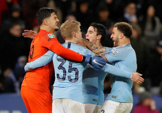 Manchester City players celebrate