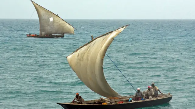 Boats off Zanzibar in Tanzania