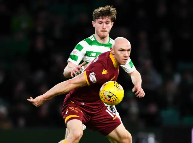 Curtis Main holds off Celtic defender Anthony Ralston