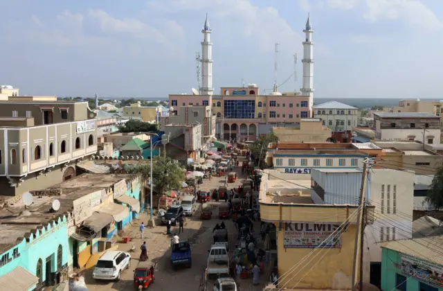 A general view shows a street in the southern city of Baidoa