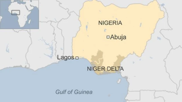 Map of Nigeria, showing Gulf of Guinea