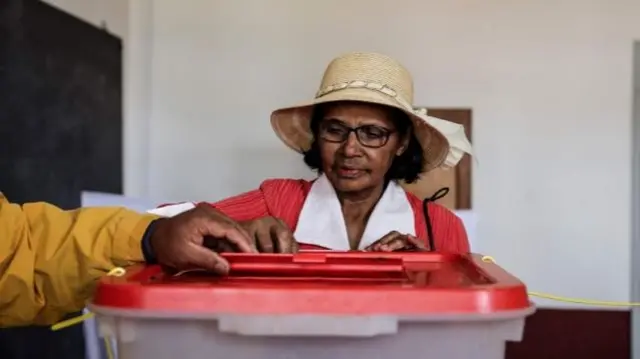 A woman voting in Antananarivo, Madagascar on 19 December 2018