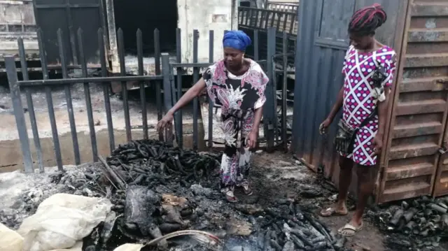 A scene in Abule-Egba after the fire - Lagos State, Nigeria