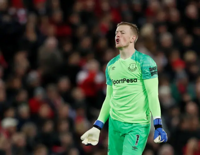 Jordan Pickford reacts