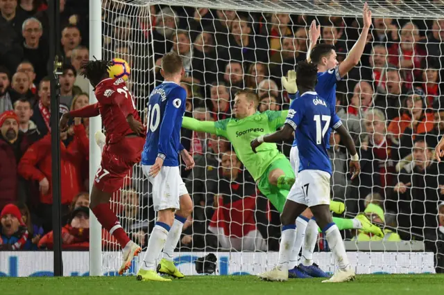 Divock Origi hits the crossbar