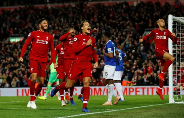 Liverpool players celebrate