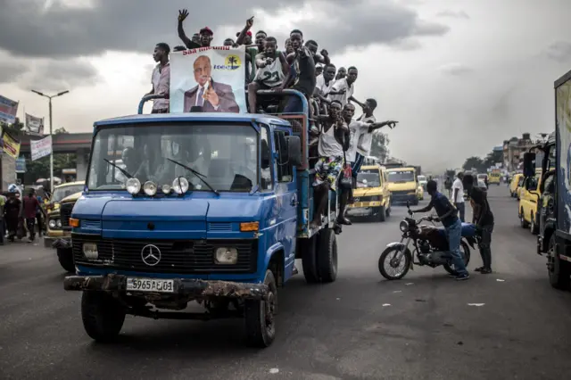 Supporters of opposition candidate Martin Fayulu in Kinshasa