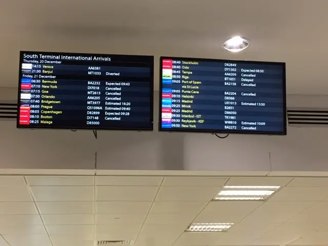 Gatwick Airport departure boards