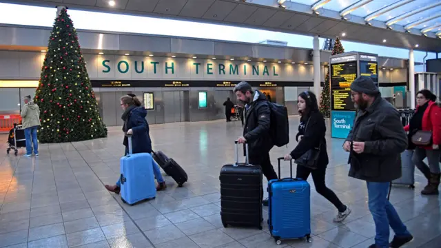 Passengers at Gatwick's South Terminal