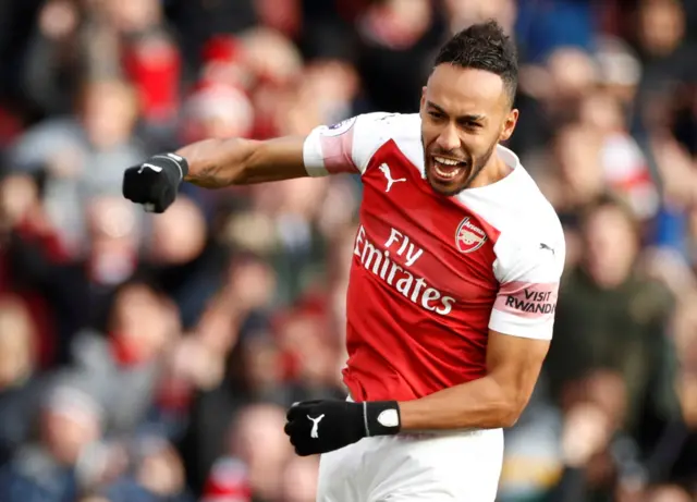 Pierre Emerick Aubameyang celebrates