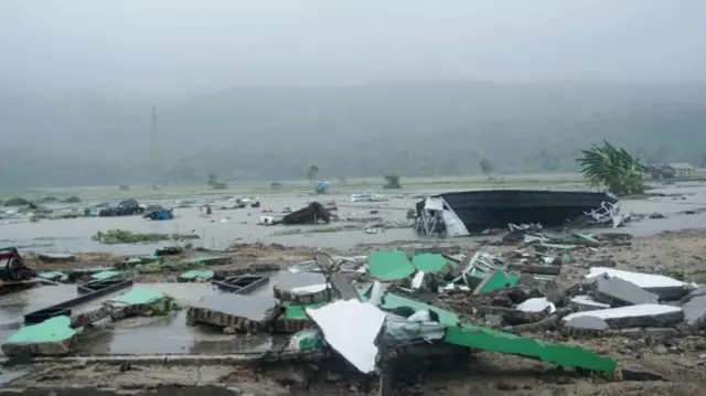 Tsunami devastation in Pandeglang, Banten province